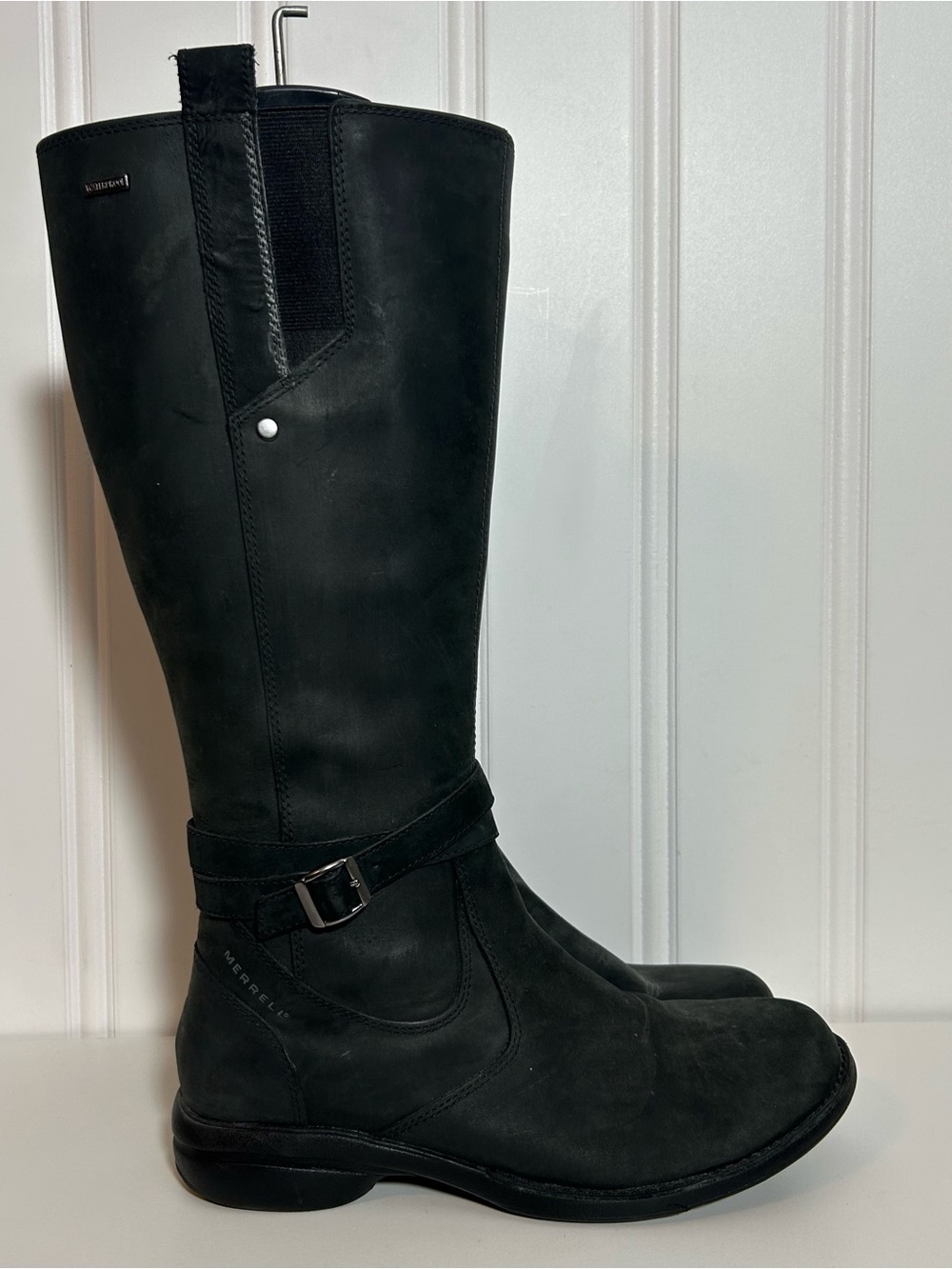 Merrell tetra Black Leather Tall Riding Boots zipper pull tabs women’s 9.5